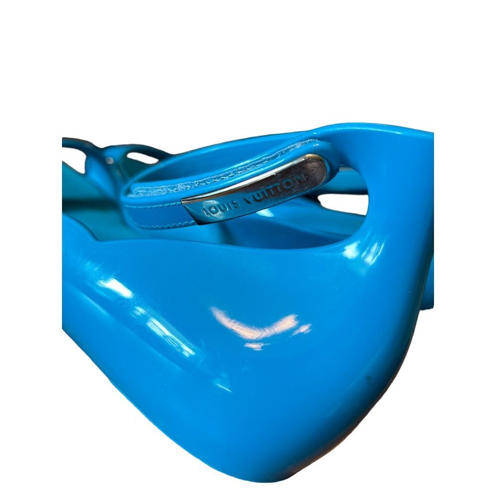 Louis Vuitton Elektrochoc Blue Rubber Sandals - Haute Poppy