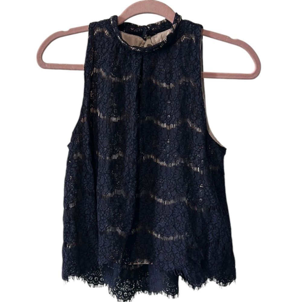 Love Fire Navy Lace Top - Haute Poppy