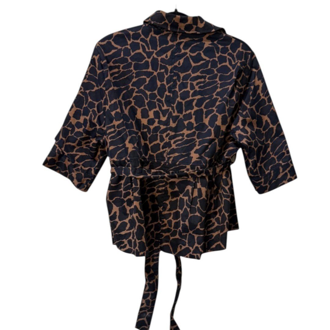Luii Animal Print Trench Coat Belted 3/4 Sleeve Jacket - Haute Poppy