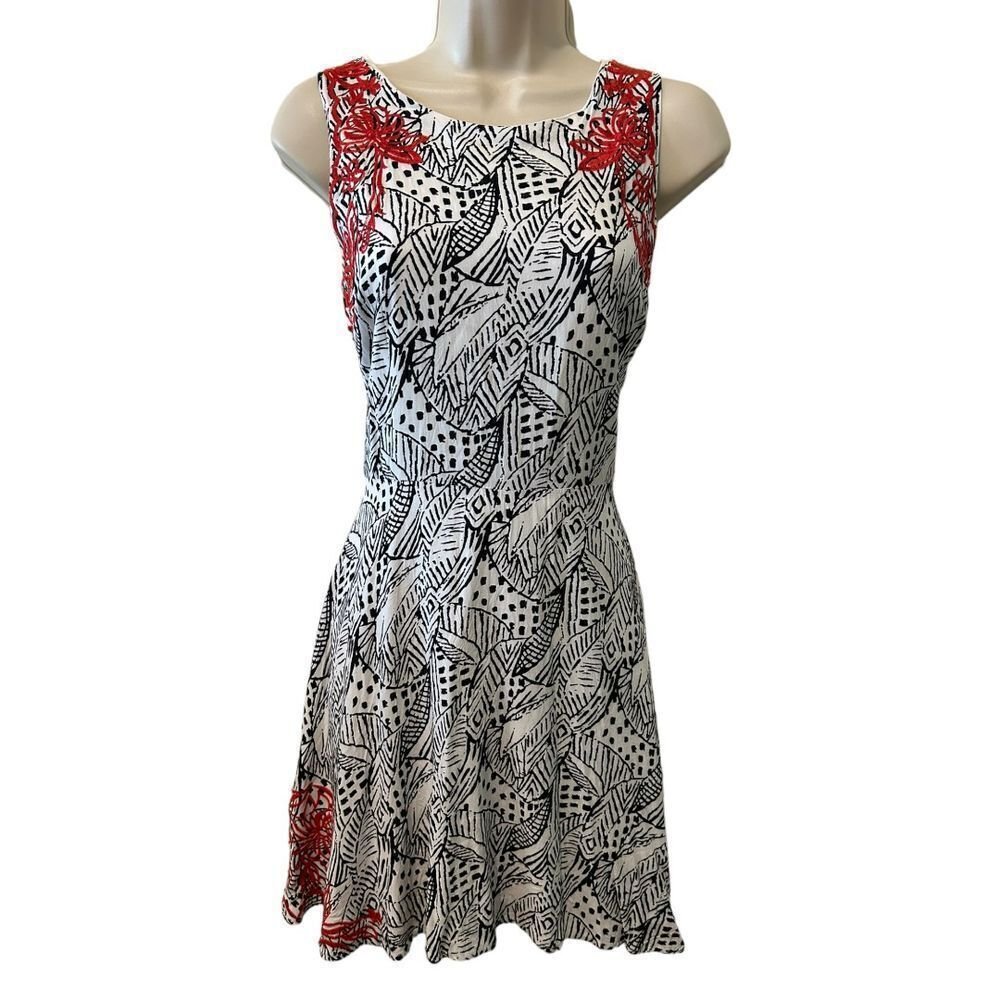 Lush Embroidered Black and White Dress - Haute Poppy