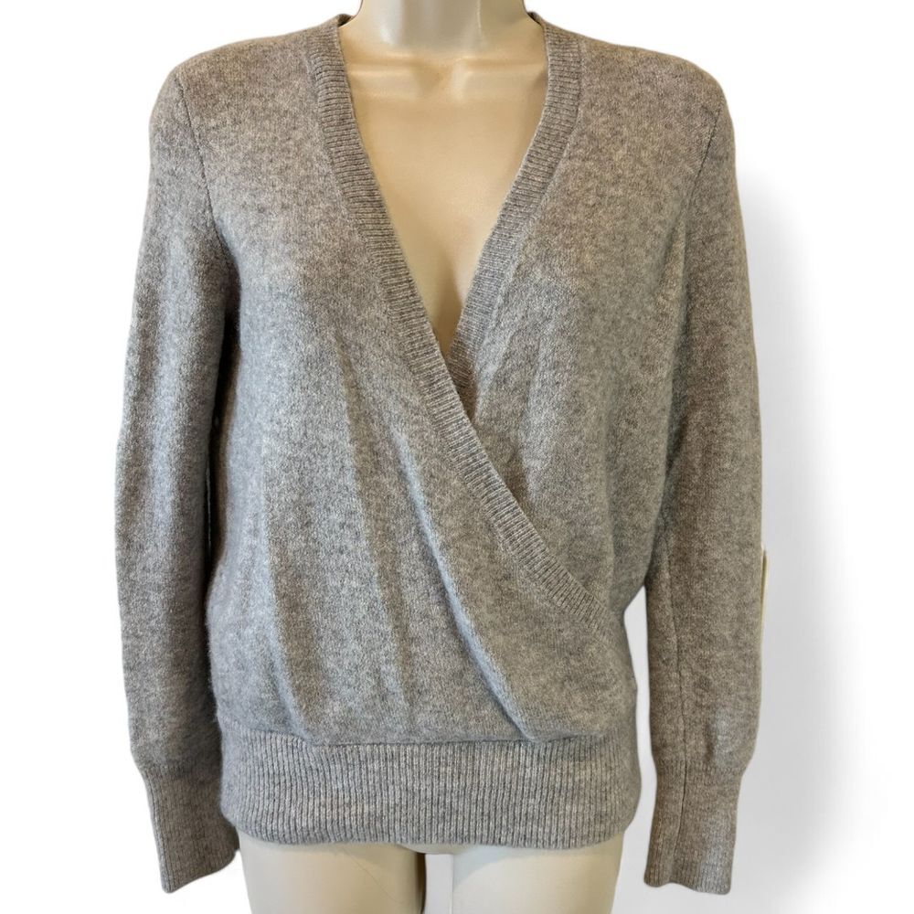 Madewell Soft Gray Wrap Sweater Cozy Knit Pullover - Haute Poppy