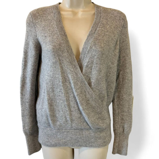 Madewell Soft Gray Wrap Sweater Cozy Knit Pullover - Haute Poppy