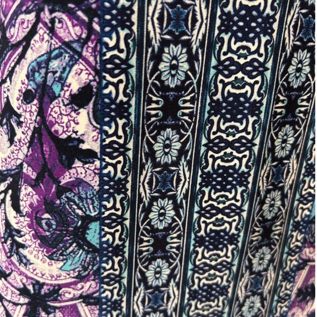 Maggy London Dress Sheath Paisley Print 3/4 Sleeve Career Purple Blue - Haute Poppy