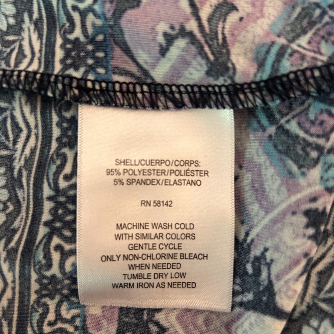 Maggy London Dress Sheath Paisley Print 3/4 Sleeve Career Purple Blue - Haute Poppy