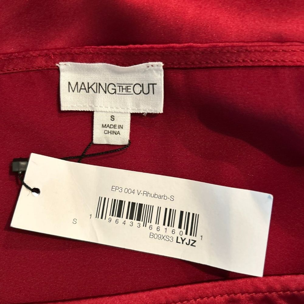 Making The Cut Burgundy Asymmetric Draped Satin Tank Top Evening Party Blouse - Haute Poppy