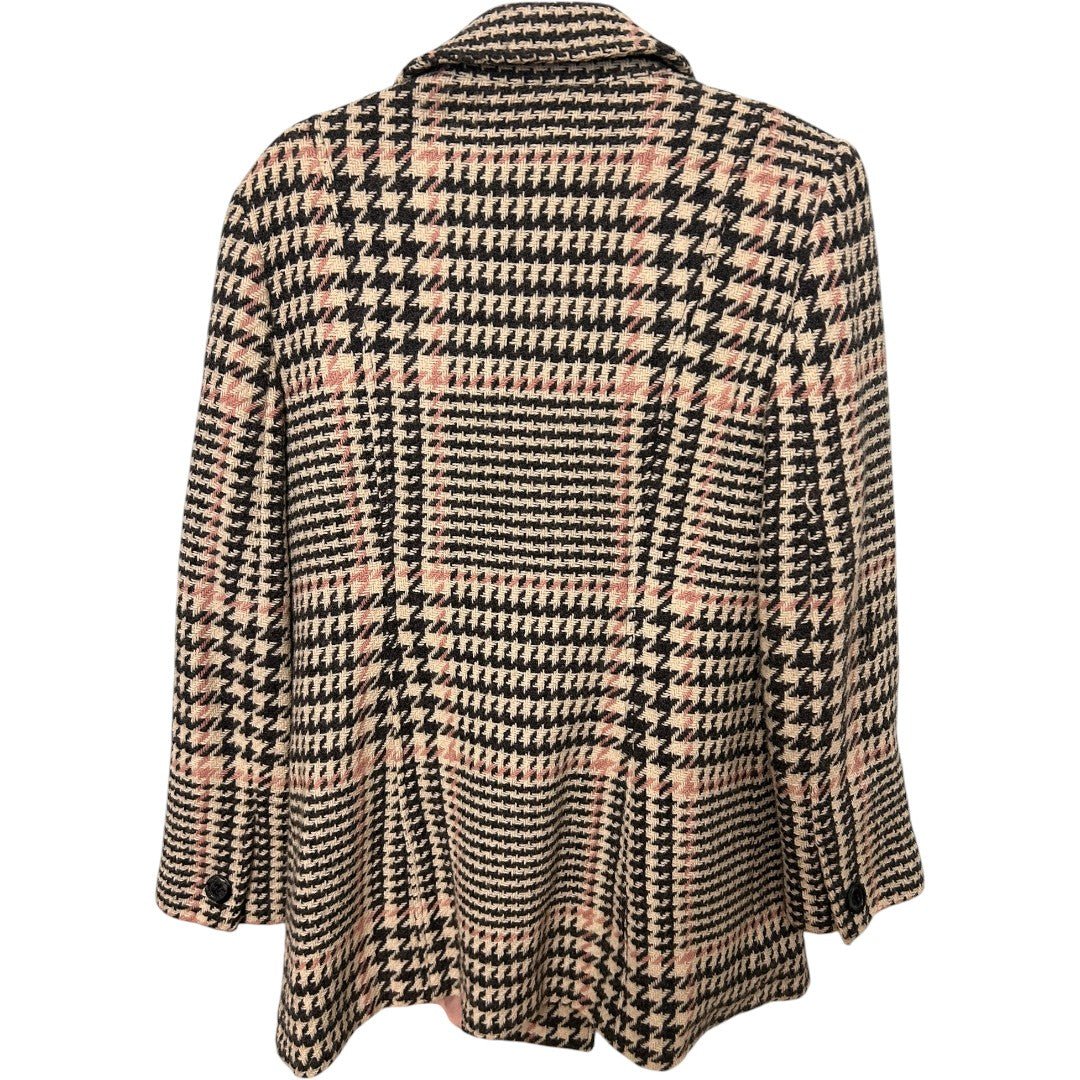 Marvin Richards Houndstooth Plaid Wool Blend Double Breasted Coat - Haute Poppy