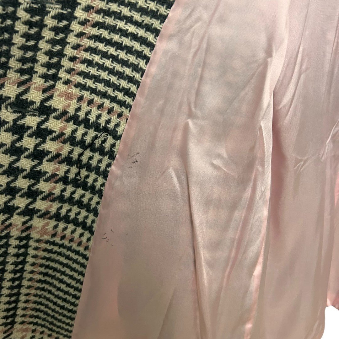 Marvin Richards Houndstooth Plaid Wool Blend Double Breasted Coat - Haute Poppy