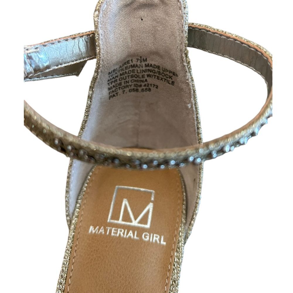 Material Girl Glittery Gold Ankle Strap Sandals Rhinestone Embellished Heels - Haute Poppy