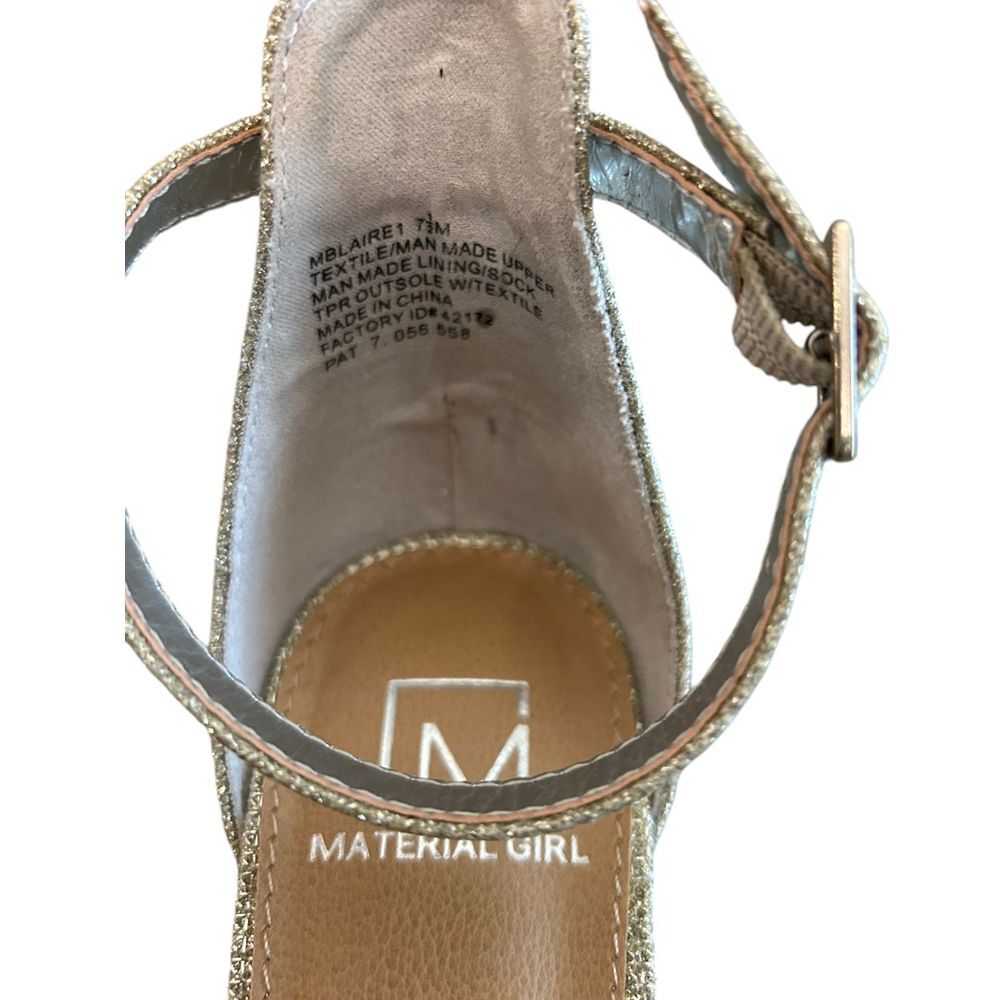 Material Girl Glittery Gold Ankle Strap Sandals Rhinestone Embellished Heels - Haute Poppy