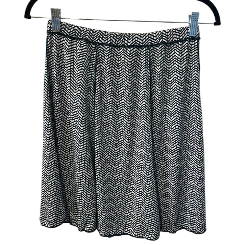 Max Studio Chevron Print A - Line Skater Skirt - Haute Poppy