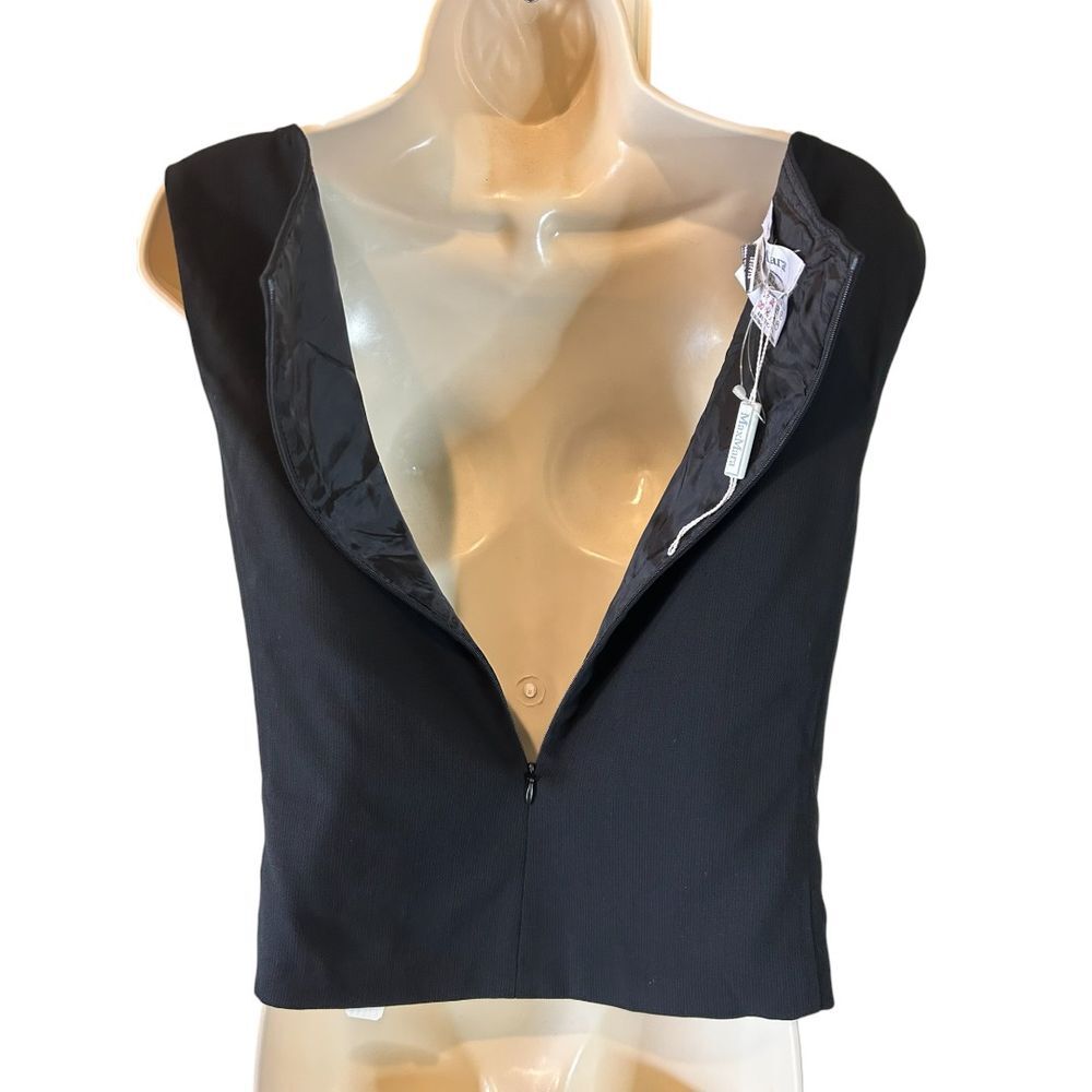 MaxMara Pure Virgin Wool Sleeveless Shell Top Classic Black Italian Luxury - Haute Poppy