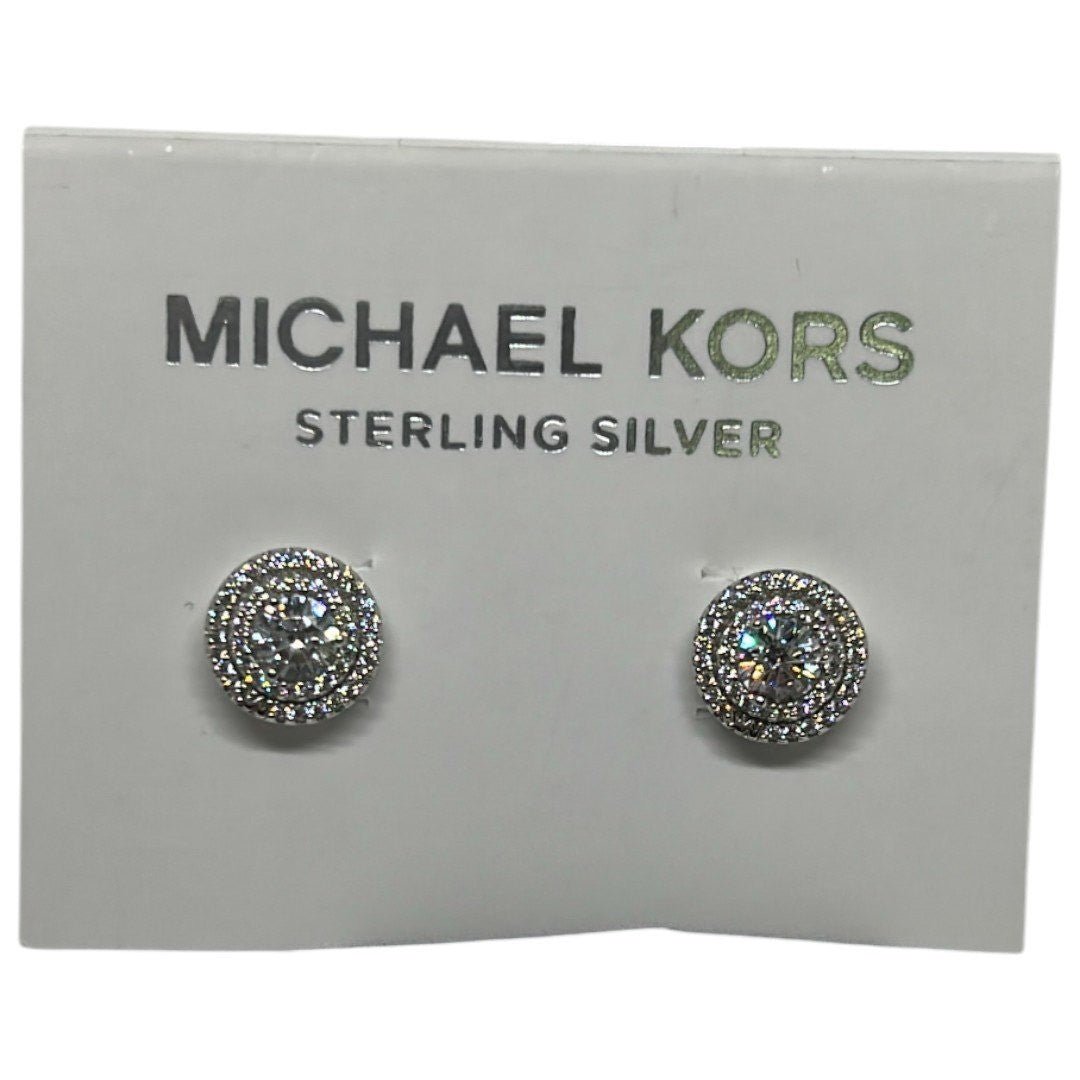 Michael Kors Sterling Silver Pave Halo Stud Earrings - Haute Poppy