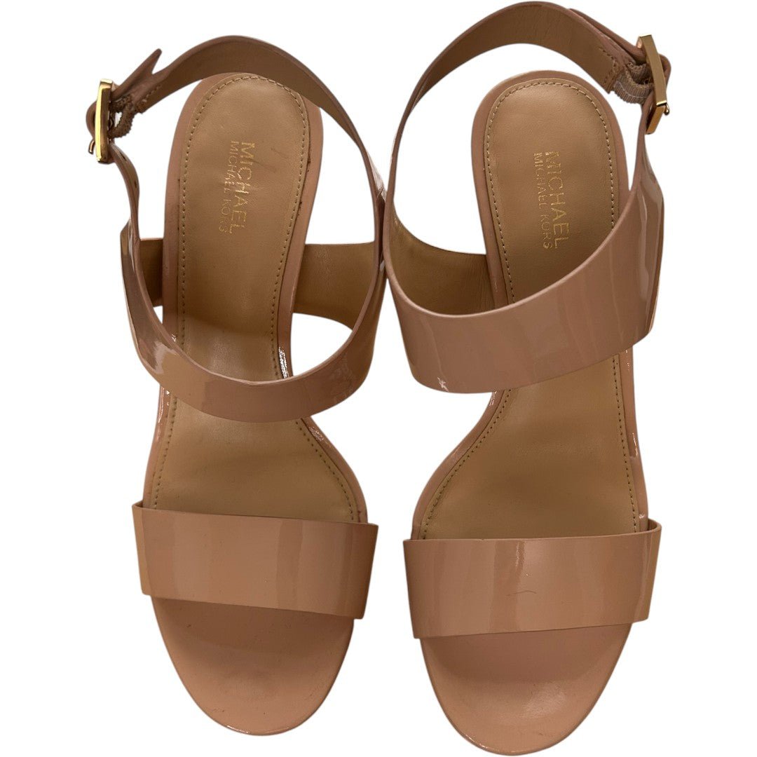 MICHAEL Michael Kors Claudia Patent Leather Ankle Strap Platform Heels Blush - Haute Poppy