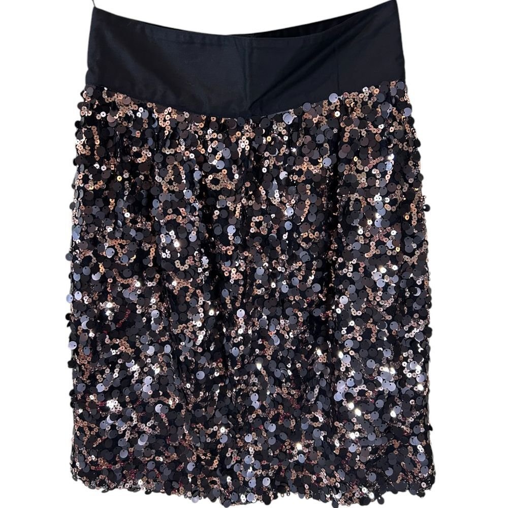 MM Couture Black & Rose Gold Sequin Mini Skirt Party Cocktail Evening - Haute Poppy