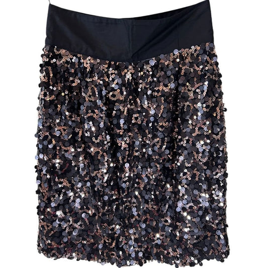 MM Couture Black & Rose Gold Sequin Mini Skirt Party Cocktail Evening - Haute Poppy