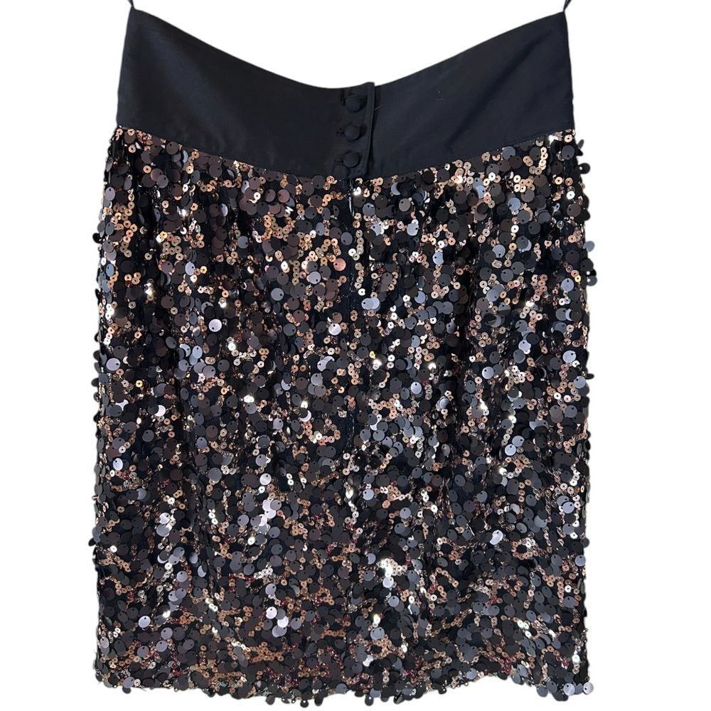MM Couture Black & Rose Gold Sequin Mini Skirt Party Cocktail Evening - Haute Poppy