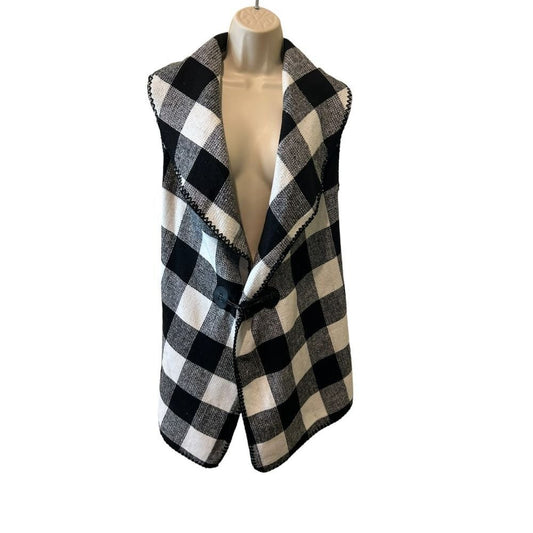 Mudpie Black & White Buffalo Check Sleeveless Vest OS - Haute Poppy