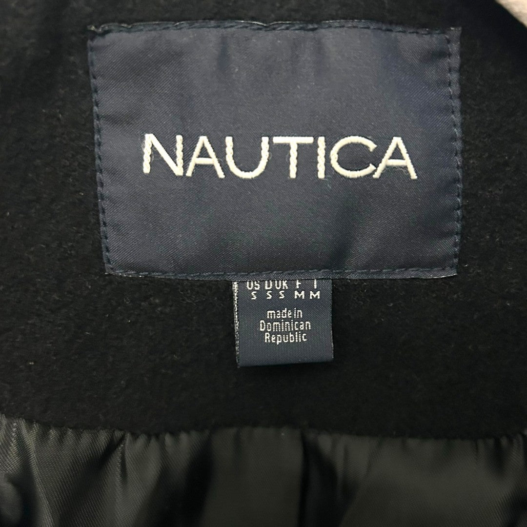 Nautica Black Collared Button Front Wool Blend Coat - Haute Poppy