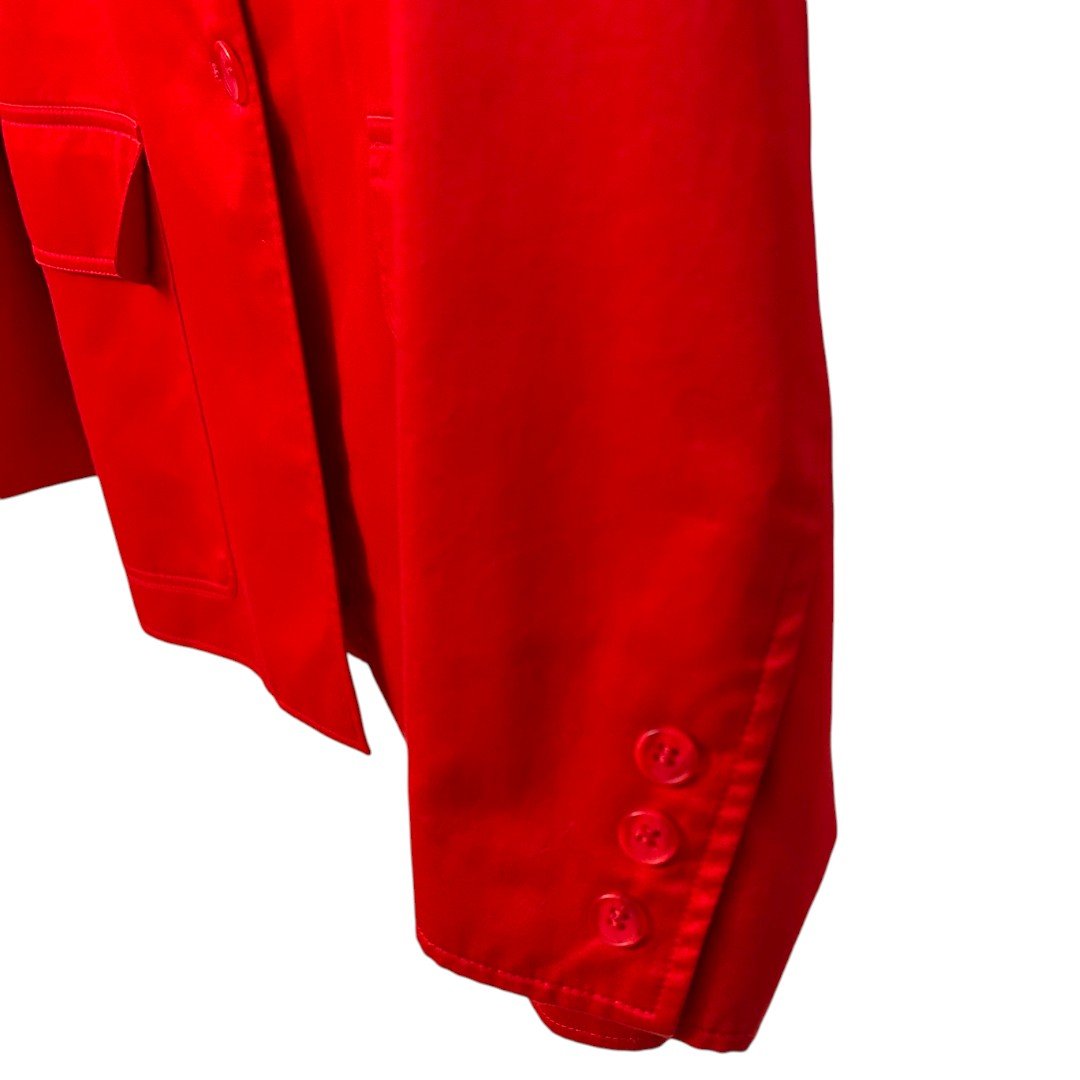 Neiman Marcus Red Cotton Blazer Jacket Button Front Pockets - Haute Poppy