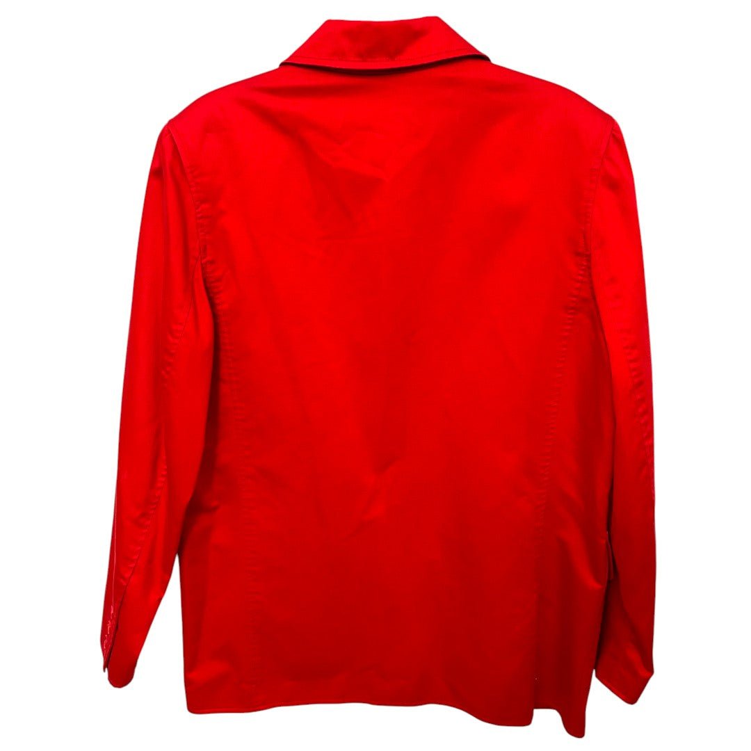 Neiman Marcus Red Cotton Blazer Jacket Button Front Pockets - Haute Poppy
