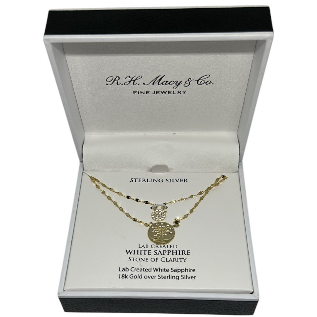 R.H. Macy & Co. Sterling Silver Lab Created White Sapphire Necklace - Haute Poppy