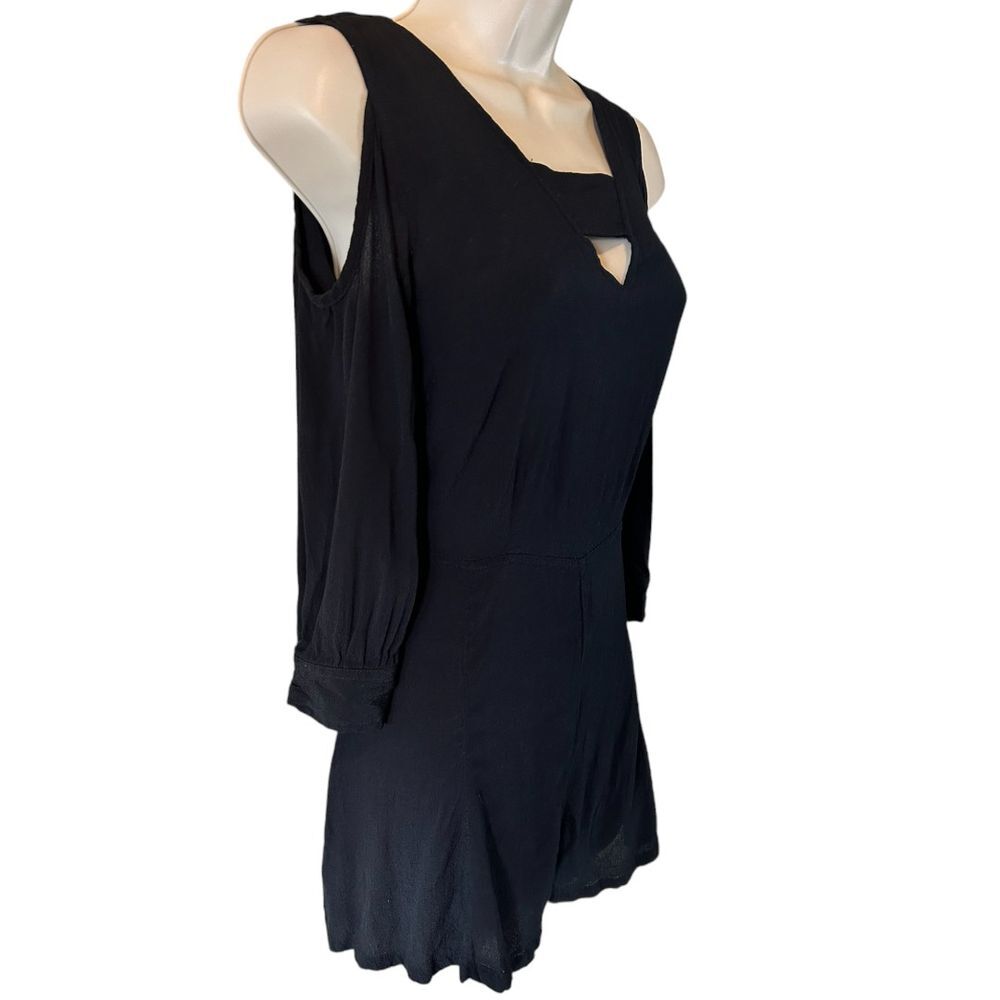 RVCA Black Long Sleeve Cut - Out Romper Casual Party Playsuit - Haute Poppy