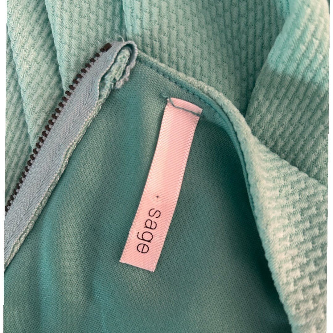 Sage Fit and Flare Dress Sleeveless Textured Mint Green Dress - Haute Poppy