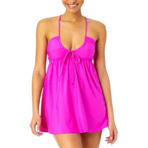 SALT + COVE Juniors' Scoop - neck Sleeveless Cover Up Dress Pink - Haute Poppy