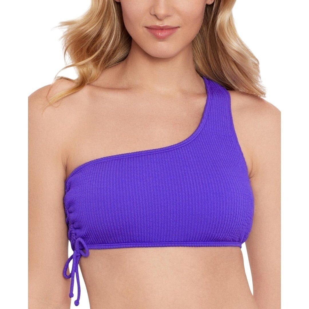 Salt + Cove Juniors' Solid 1 - Shoulder Swim Top with Tie Purple - Haute Poppy