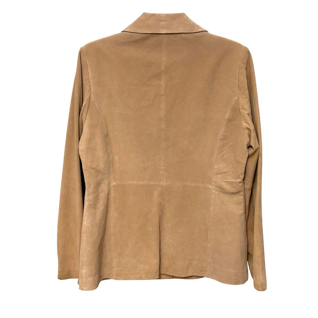Siena Tan Suede Leather Blazer Jacket Two Button Career - Haute Poppy