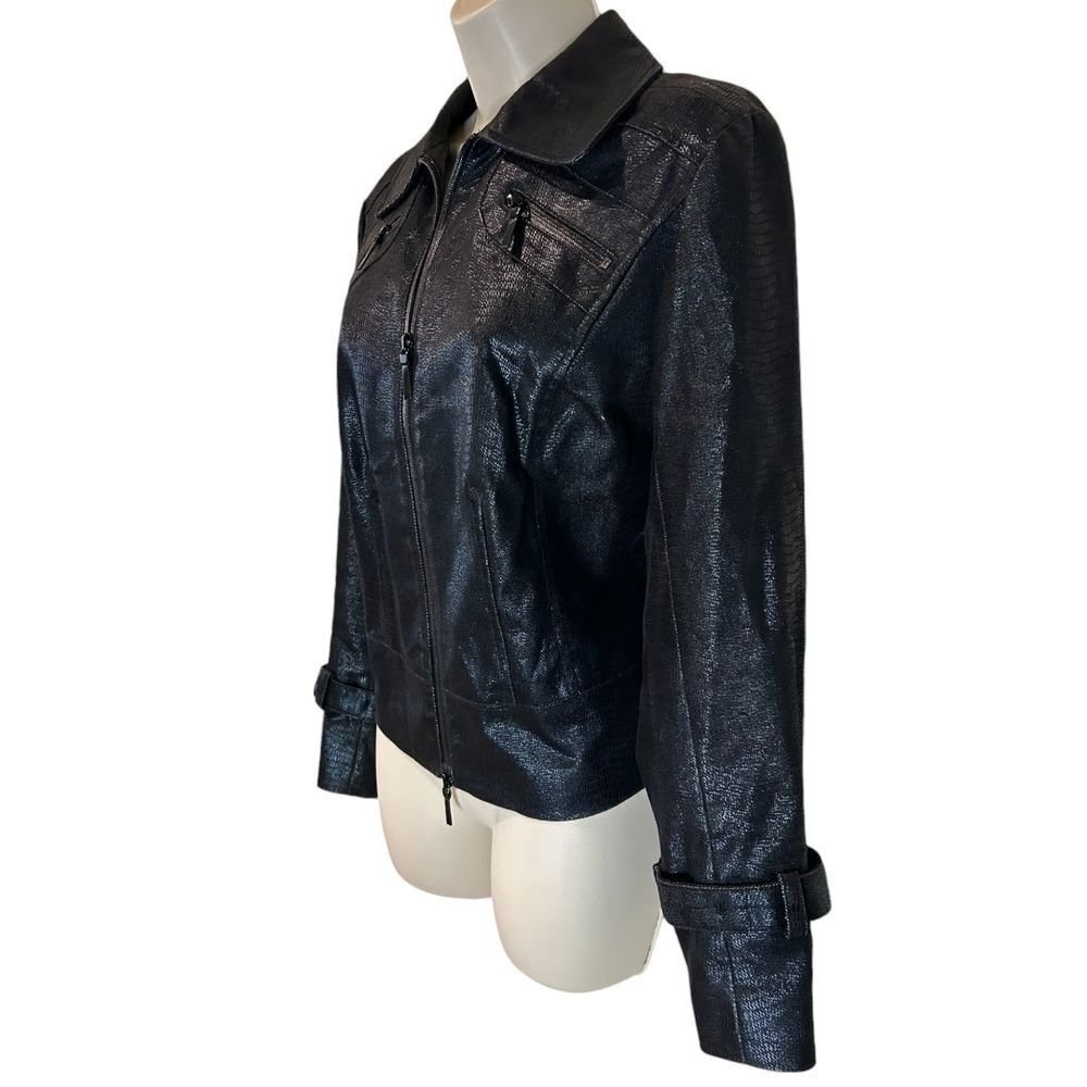 Spanner Metallic Black Zip - Up Jacket with Buckle Cuffs - Haute Poppy