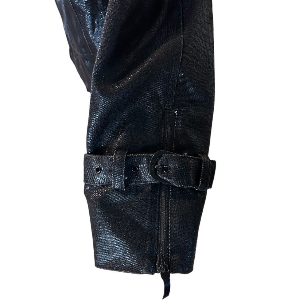 Spanner Metallic Black Zip - Up Jacket with Buckle Cuffs - Haute Poppy