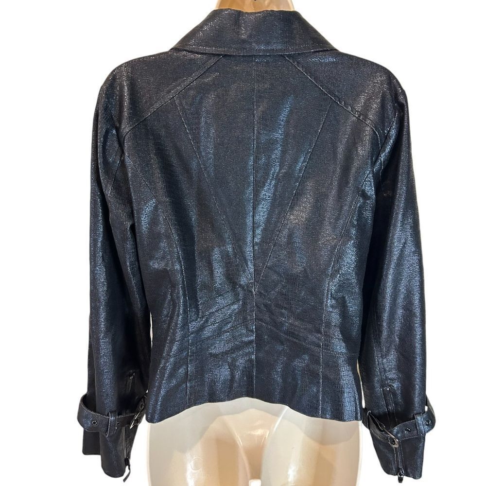 Spanner Metallic Black Zip - Up Jacket with Buckle Cuffs - Haute Poppy