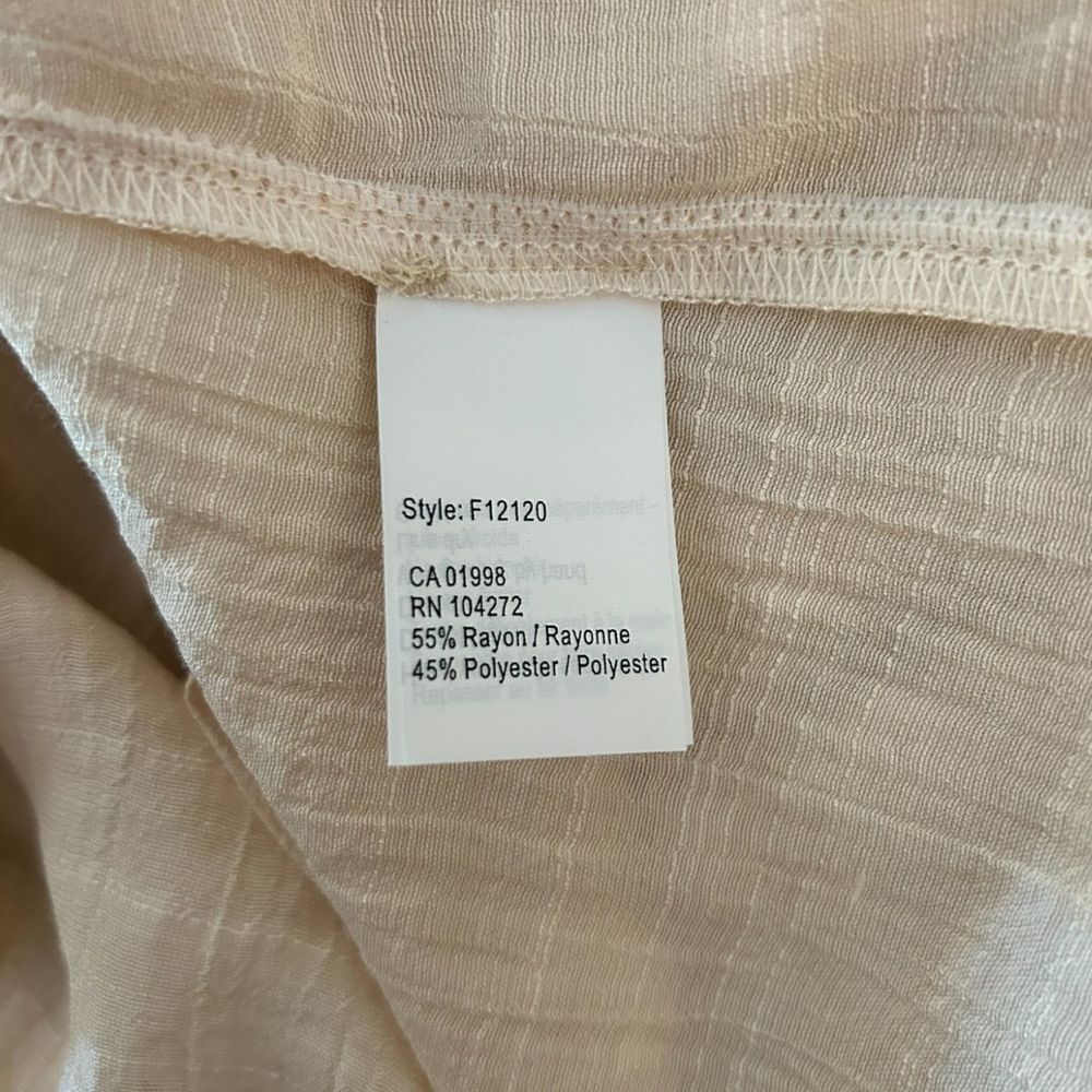 Spanner Tapestry Light Beige Ruffled Collar Blouse Elegant Long Sleeve Top - Haute Poppy