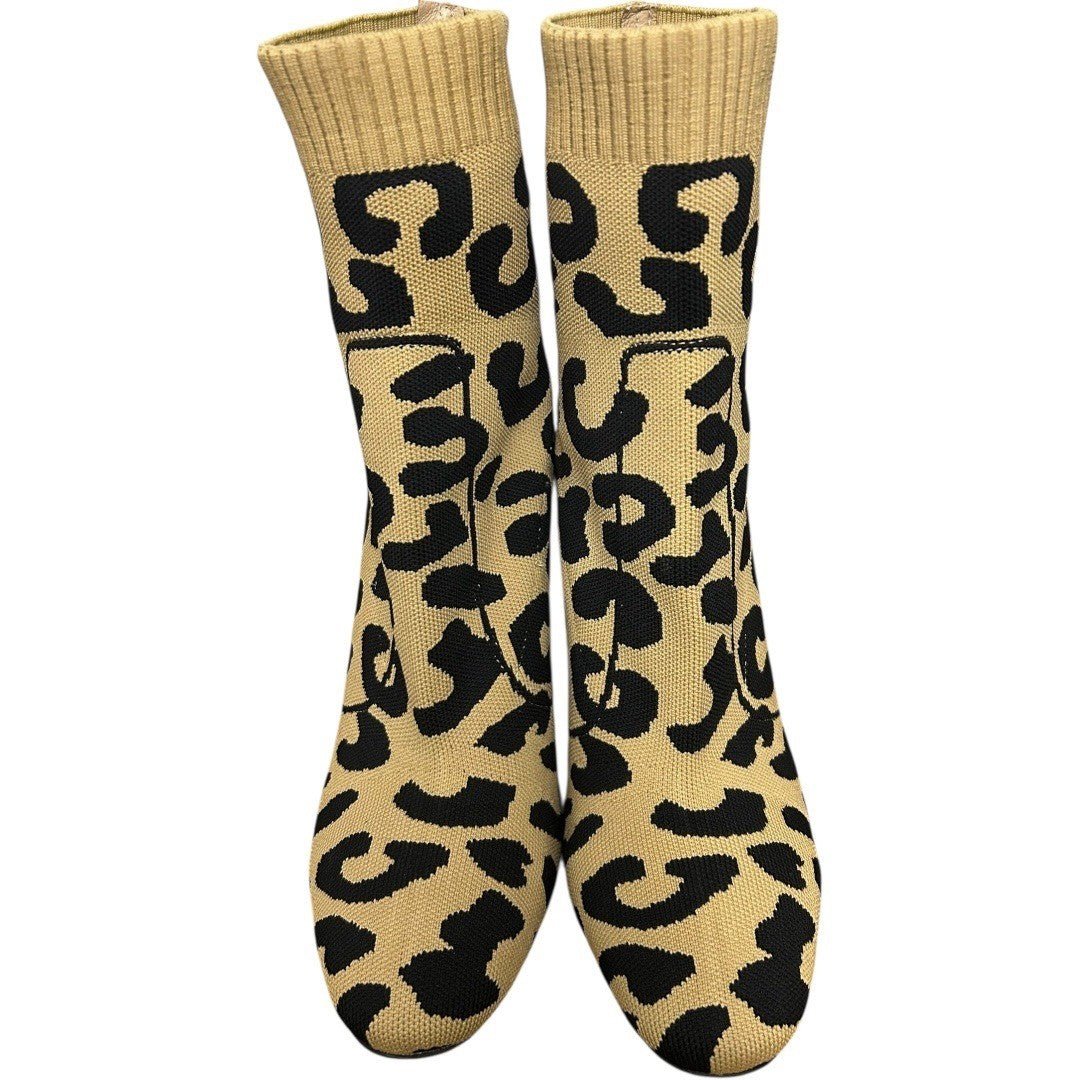 Steve Madden Leopard Print Knit Ankle Sock Boots 39/8 - Haute Poppy