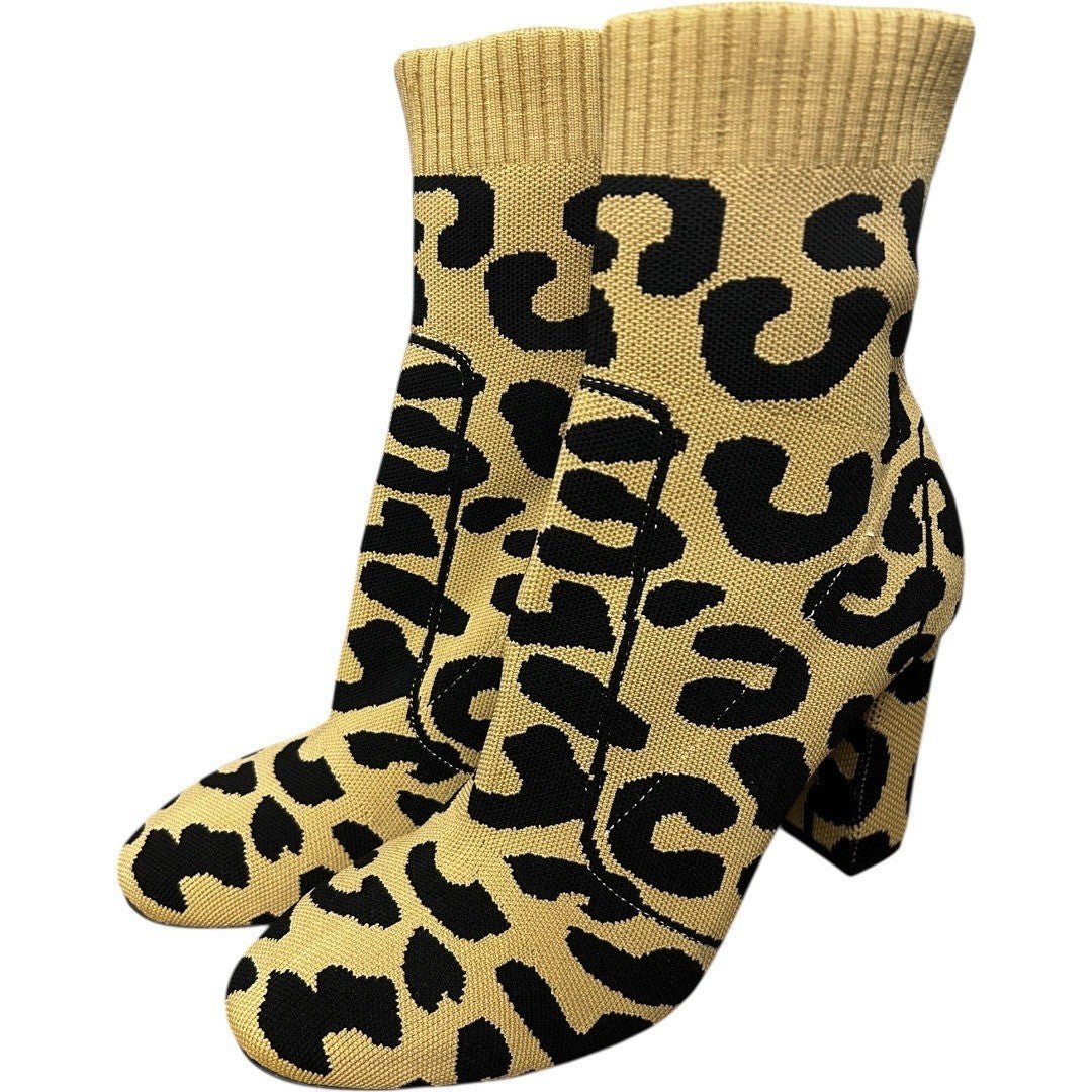 Steve Madden Leopard Print Knit Ankle Sock Boots 39/8 - Haute Poppy