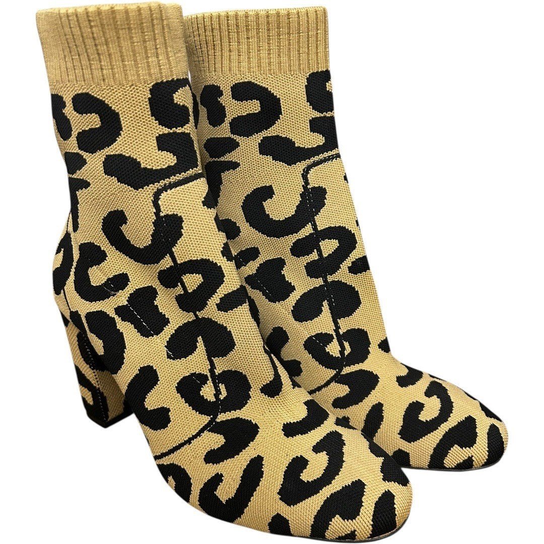Steve Madden Leopard Print Knit Ankle Sock Boots 39/8 - Haute Poppy