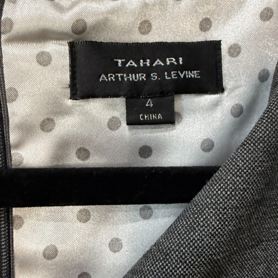 Tahari Arthur S. Levine Sheath Dress V - Neck Career Workwear Gray - Haute Poppy