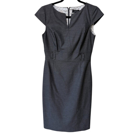 Tahari Arthur S. Levine Sheath Dress V - Neck Career Workwear Gray - Haute Poppy