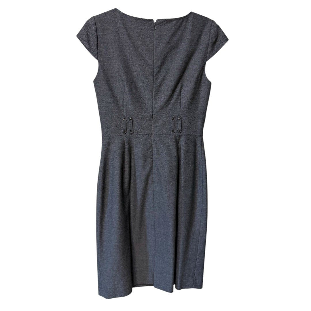 Tahari Arthur S. Levine Sheath Dress V - Neck Career Workwear Gray - Haute Poppy