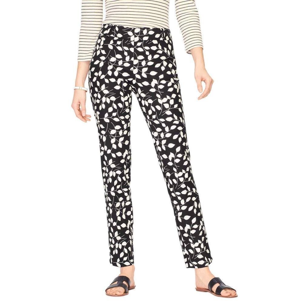 Talbots Abstract Leaves Hampshire Ankle Pants - Haute Poppy