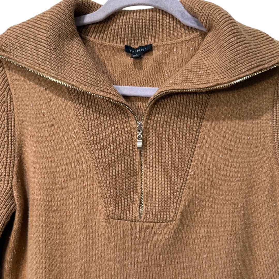 Talbots Sweater Dress Knit Pullover 1/2 Zip Collared Long Sleeve - Haute Poppy