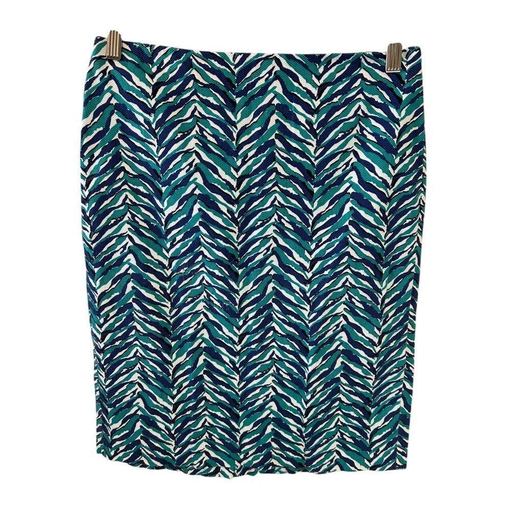 Talbots Teal Navy Zebra Print Pencil Skirt Women's Office Wear - Haute Poppy