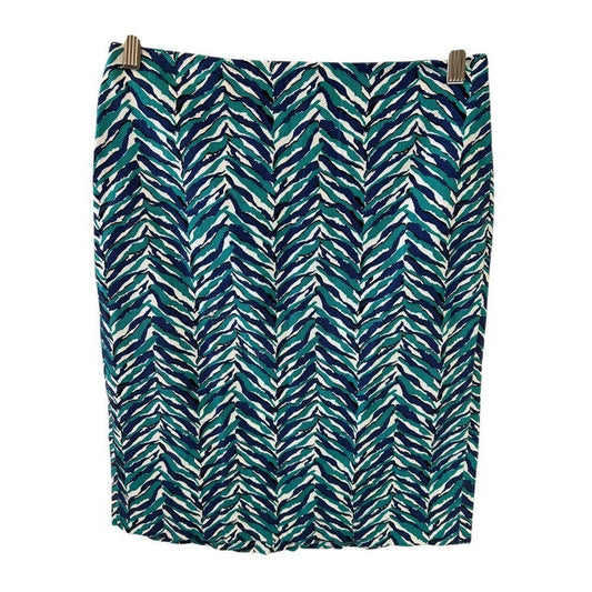 Talbots Teal Navy Zebra Print Pencil Skirt Women's Office Wear - Haute Poppy