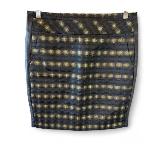 The Limited Metallic Striped Pencil Skirt Gold Black Evening Cocktail - Haute Poppy