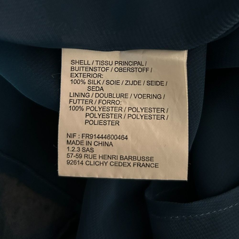 Un Deux Trois Elegant Navy Blue Silk Cocktail Dress with Beaded Straps US XL - Haute Poppy