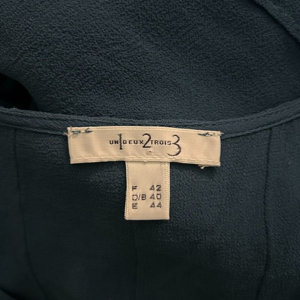 Un Deux Trois Elegant Navy Blue Silk Cocktail Dress with Beaded Straps US XL - Haute Poppy