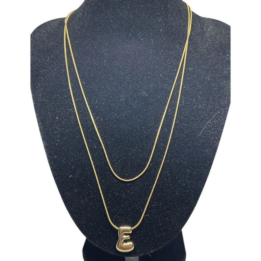 Unwritten x Moda Sport Silver Tone Water Resistant Initial Layered Necklace E - Haute Poppy