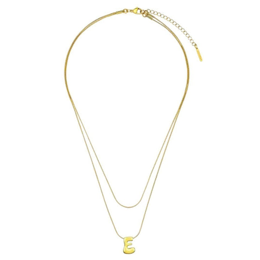 Unwritten x Moda Sport Silver Tone Water Resistant Initial Layered Necklace E - Haute Poppy