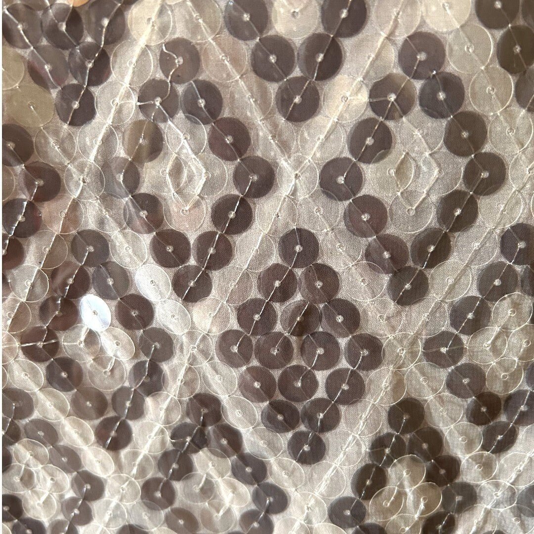 Velvet Sequin Top Diamond Pattern Party Cocktail Blouse Gray - Haute Poppy